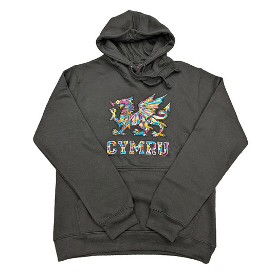 New Multi-Coloured Dragon Cymru Hoodie