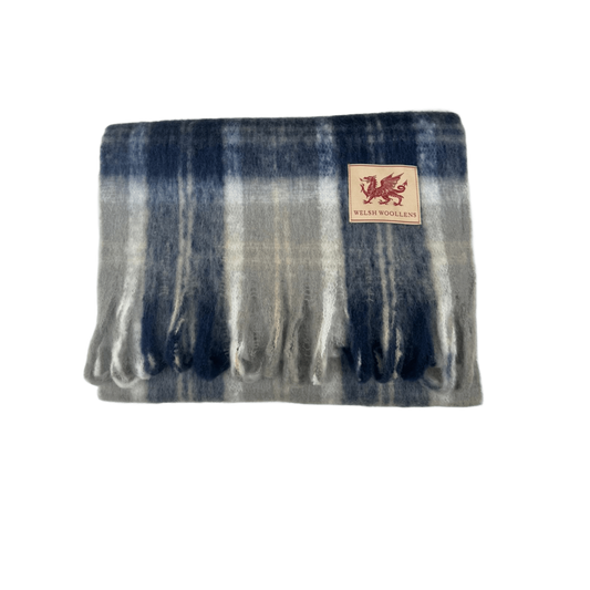 Welsh Woollens Tartan Blanket Scarf Bannockbane Silver