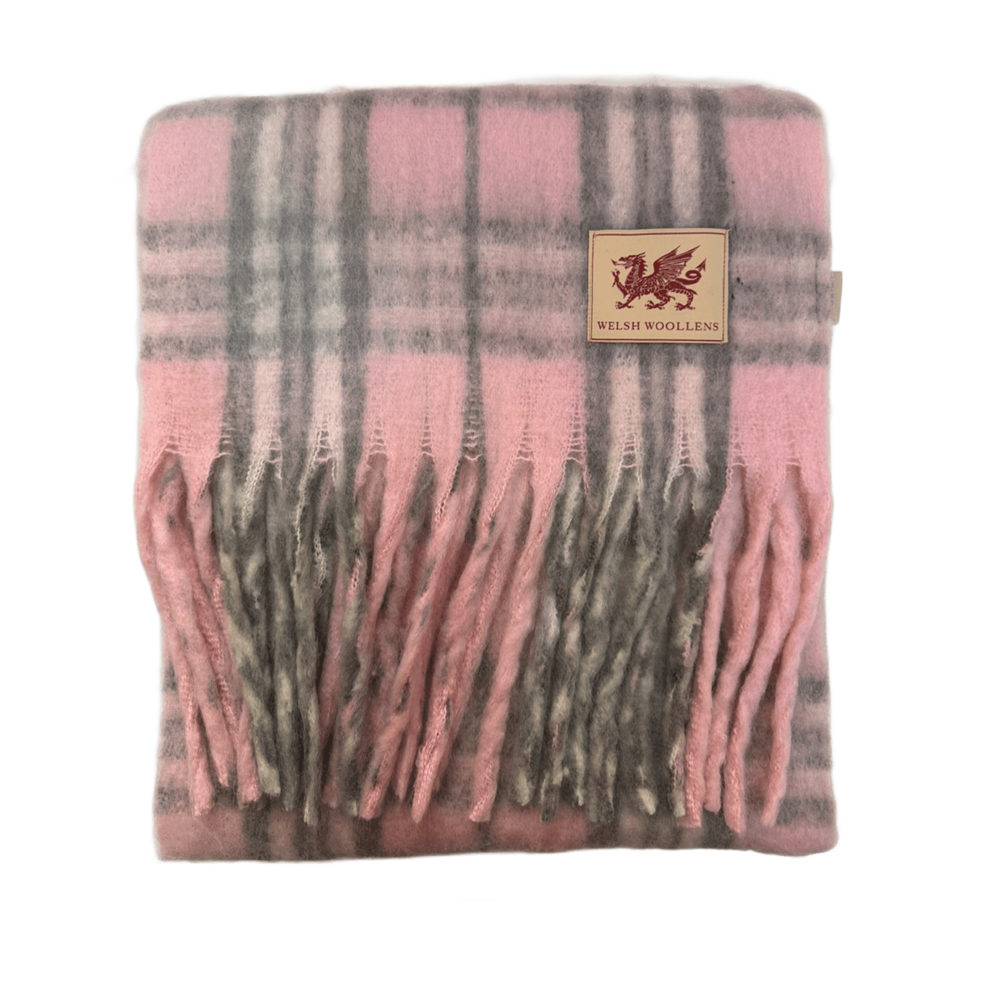 Welsh Woollens Tartan Blanket Scarf Thomson Pink