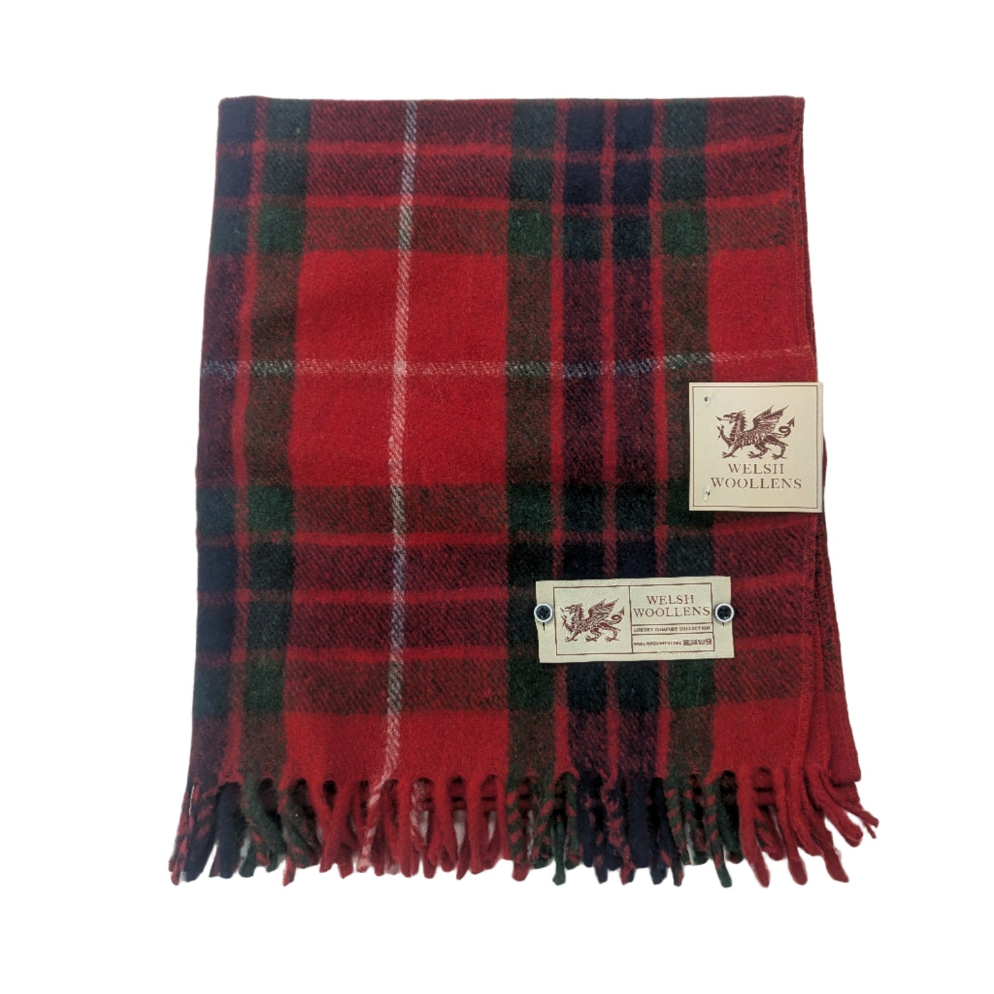 Welsh Woollens Wool Knee Blanket/Throw Fraser Red Tartan