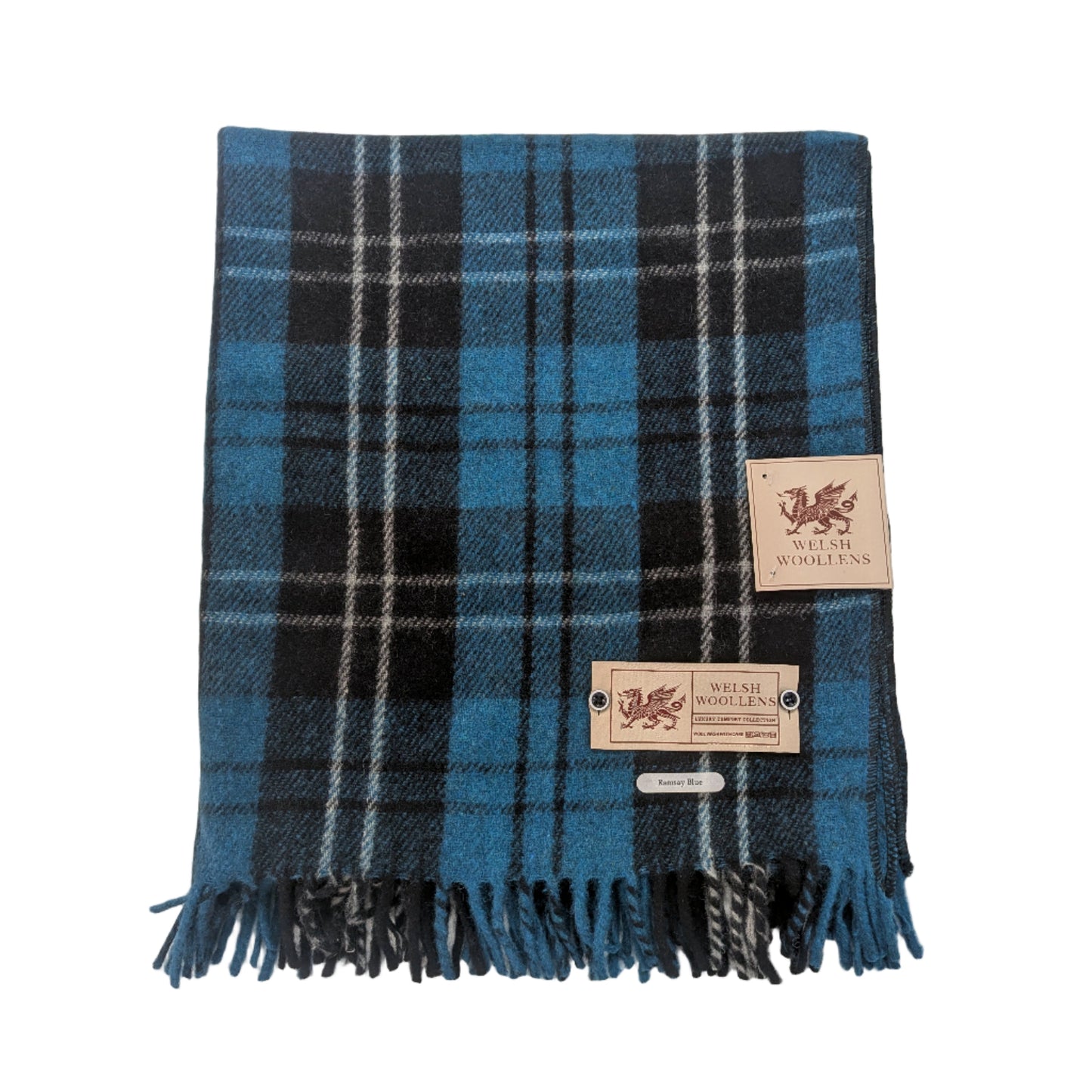 Welsh Woollens Wool Knee Blanket/Throw Ramsay Blue Tartan