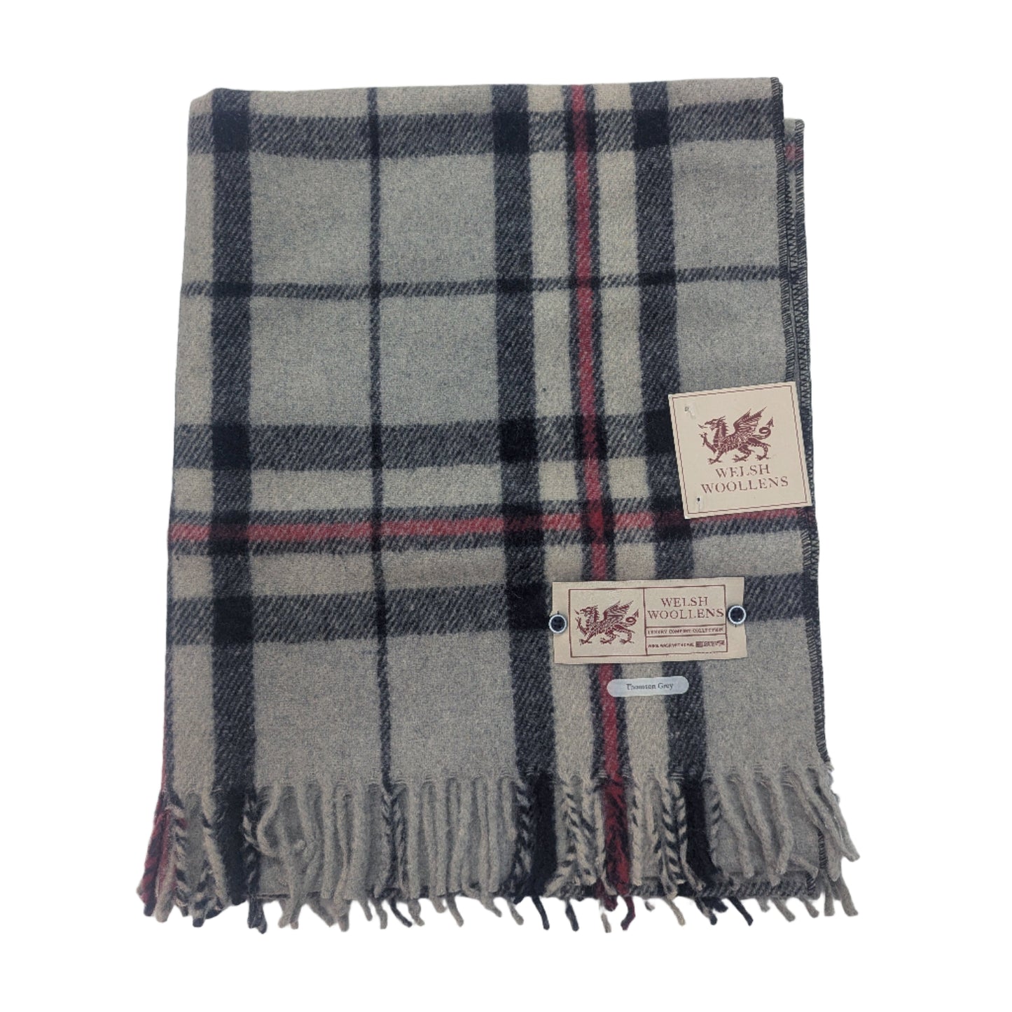 Welsh Woollens Wool Knee Blanket/Throw Thomson Grey Tartan