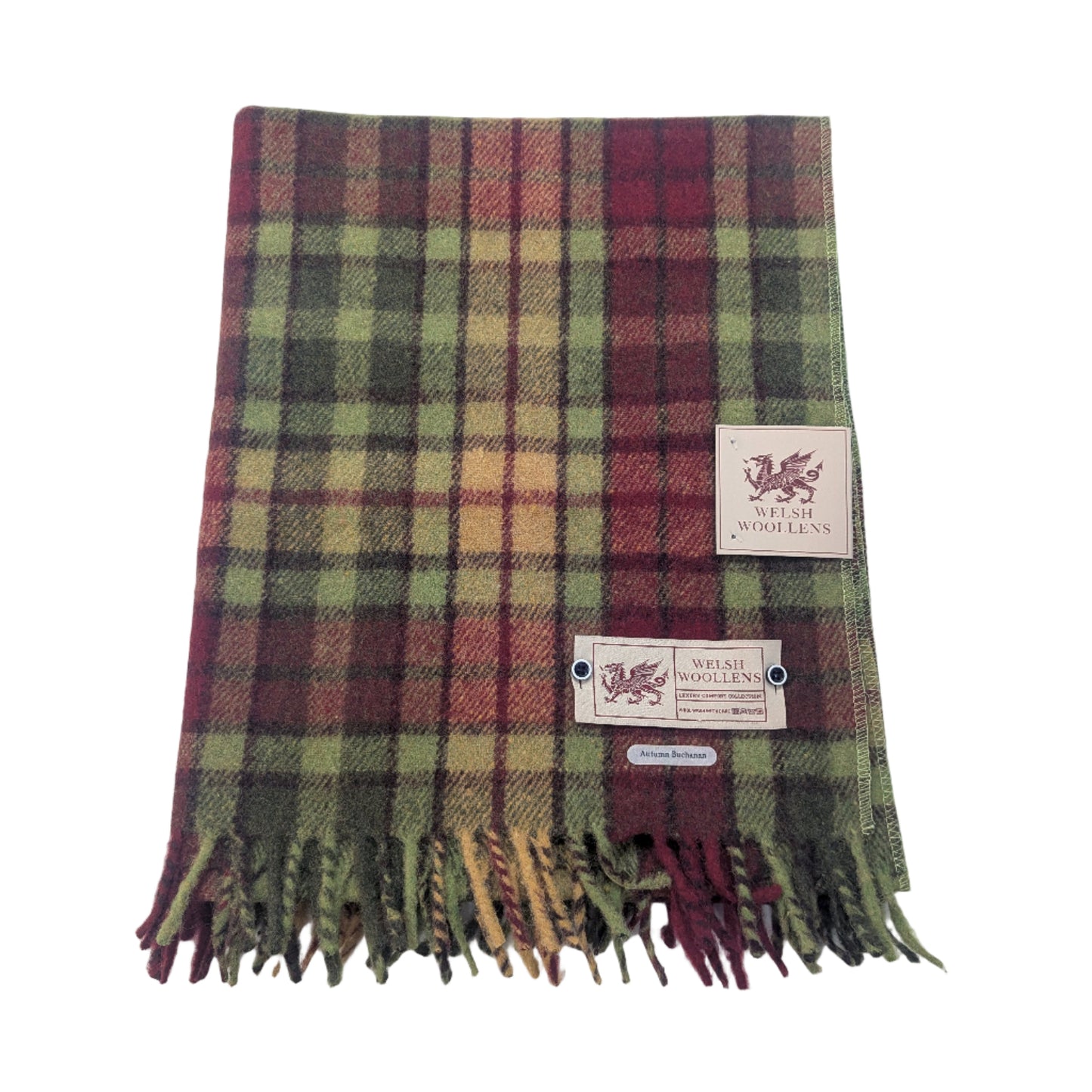 Welsh Woollens Wool Knee Blanket/Throw Stewart Buchanan Autumn Tartan