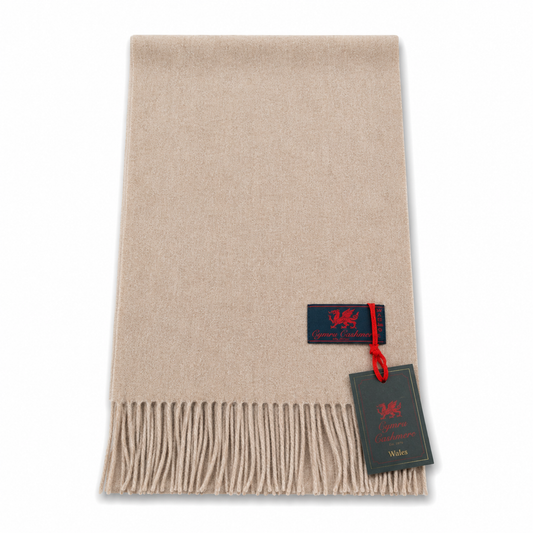 Cymru Cashmere Scarf Plain Camel