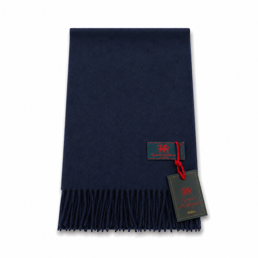 Cymru Cashmere Scarf Plain Navy