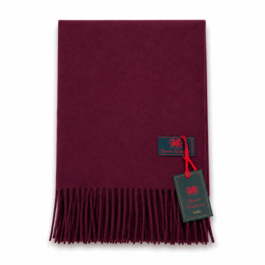 Cymru Cashmere Scarf Plain New Burgundy