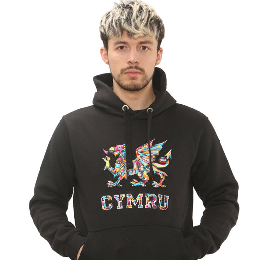 New Multi-Coloured Dragon Cymru Hoodie