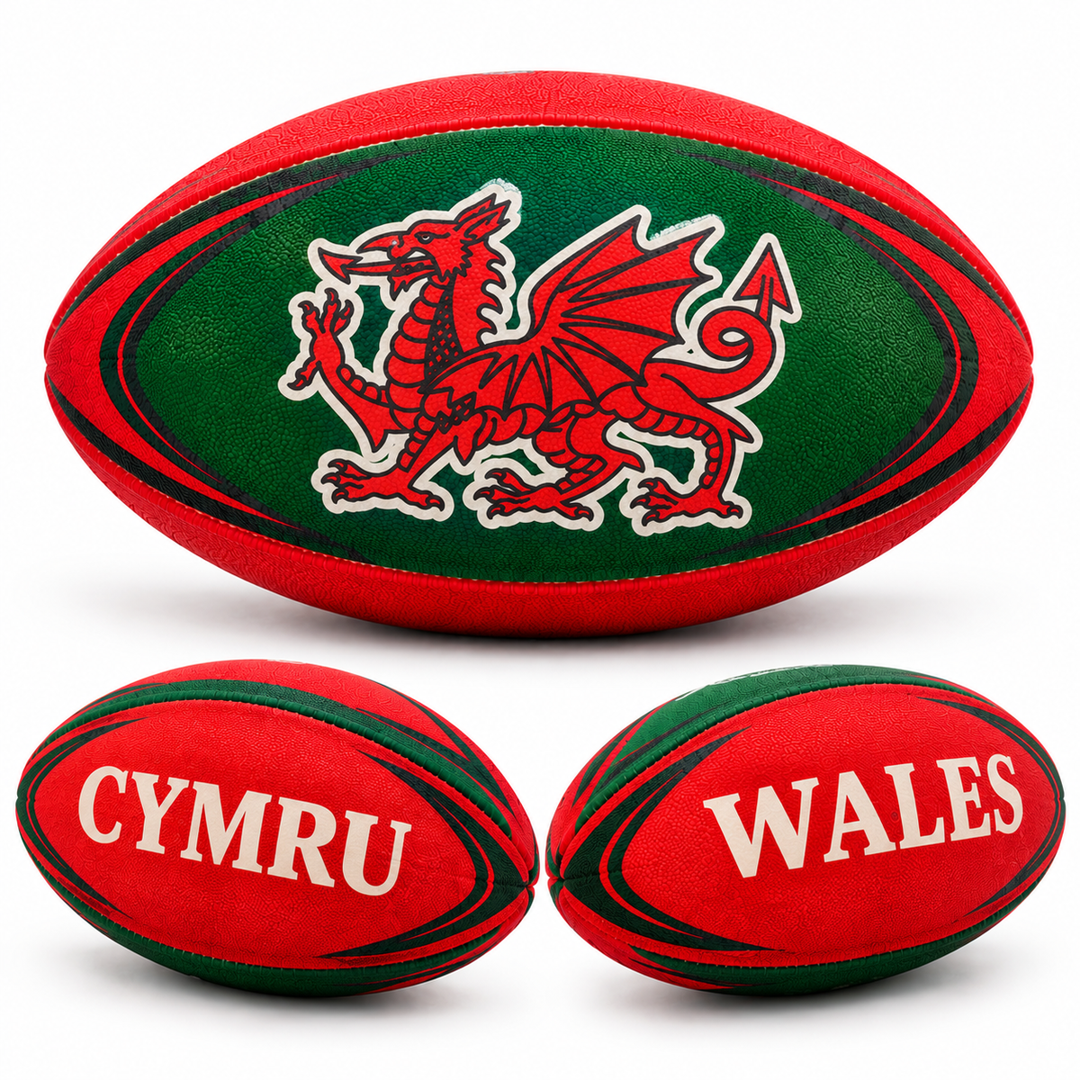 Wales Cymru Dragon Red Rugby Ball