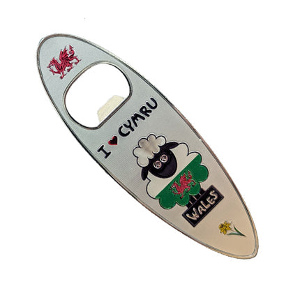 Wales Love Sheep Bottle Opener Magnet (Oval Shape)