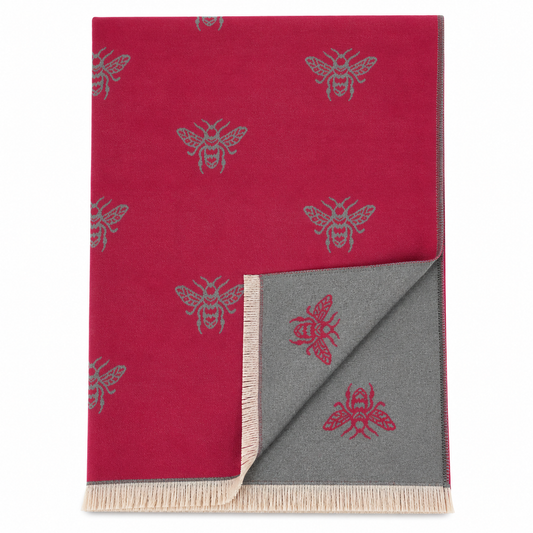 Welsh Woollens Bee Super Soft Stole Burgundy/Grey