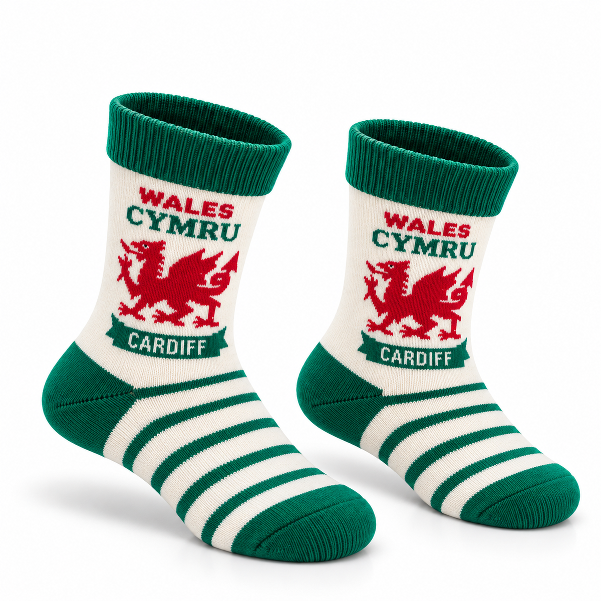 Kids Cardiff Dragon White Socks