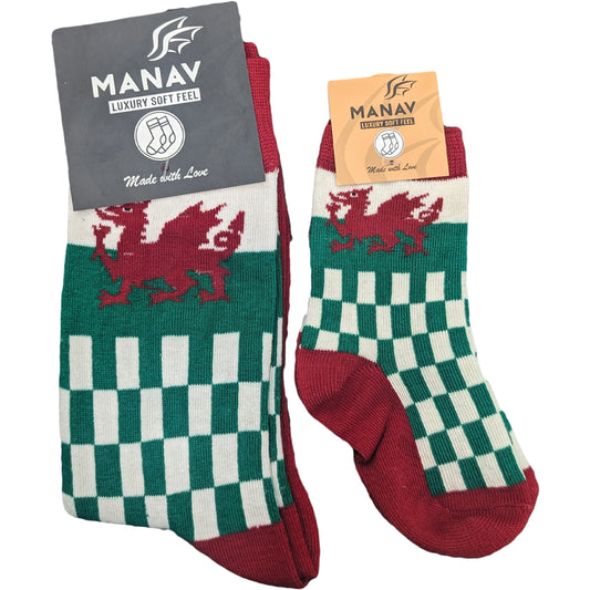 Welsh Flag Checkered Socks