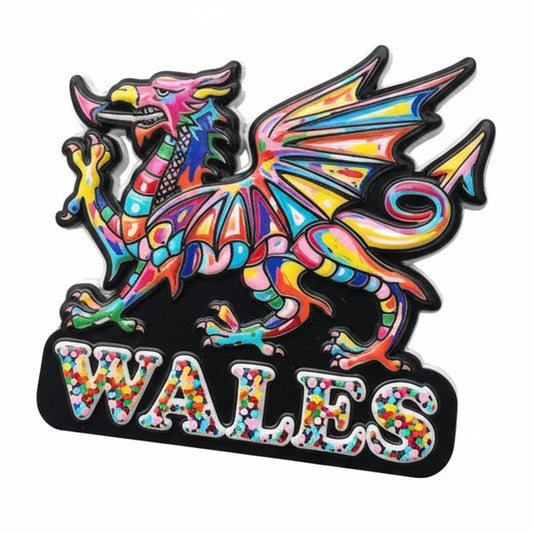 Multi-Coloured Dragon Wales Magnet