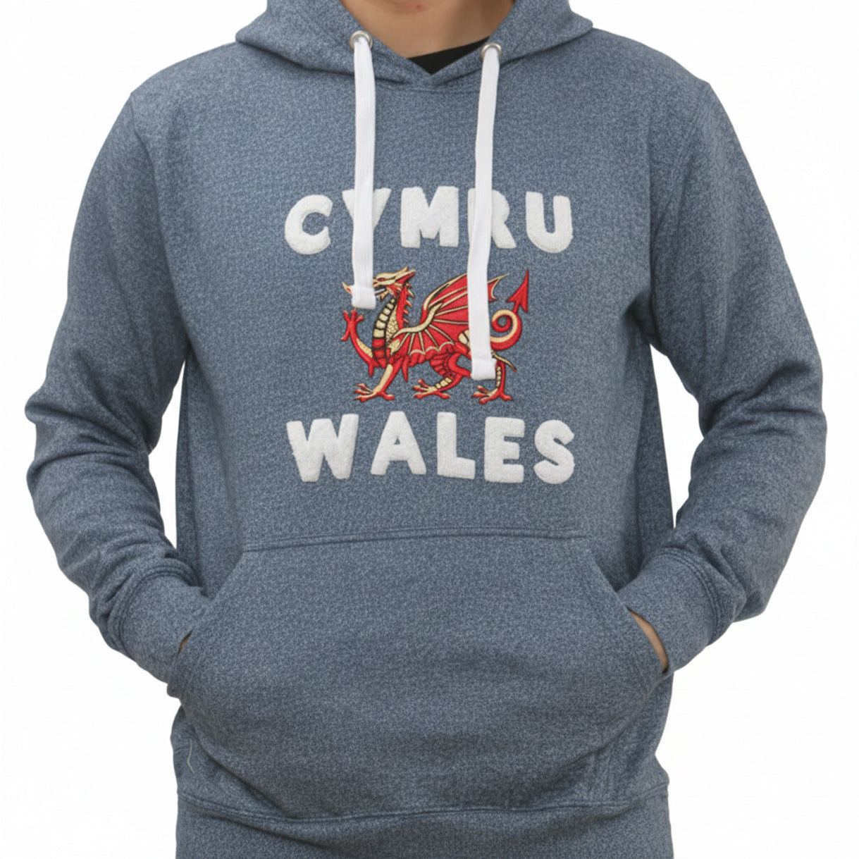 New Gold Dragon Blue Towelling Marl Hoodie