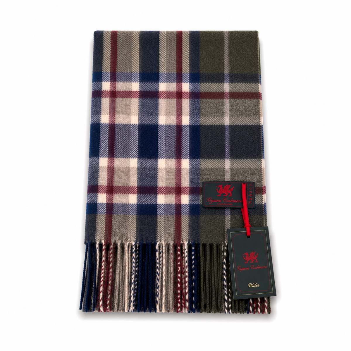 Cymru Cashmere Scarf Marchbrae Tartan Green