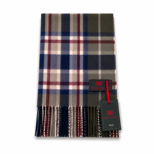 Cymru Cashmere Scarf Marchbrae Tartan Green