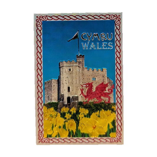 Wales Castle & Daffodils Foil Magnet