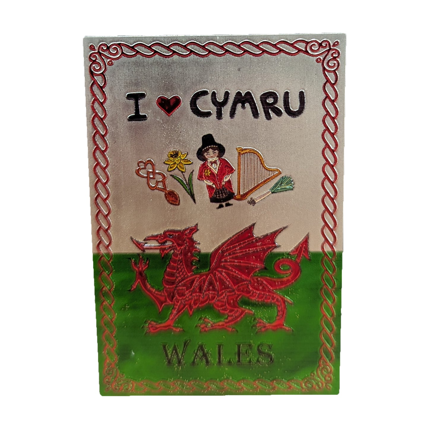 Wales I Love Cymru Icons Foil Magnet