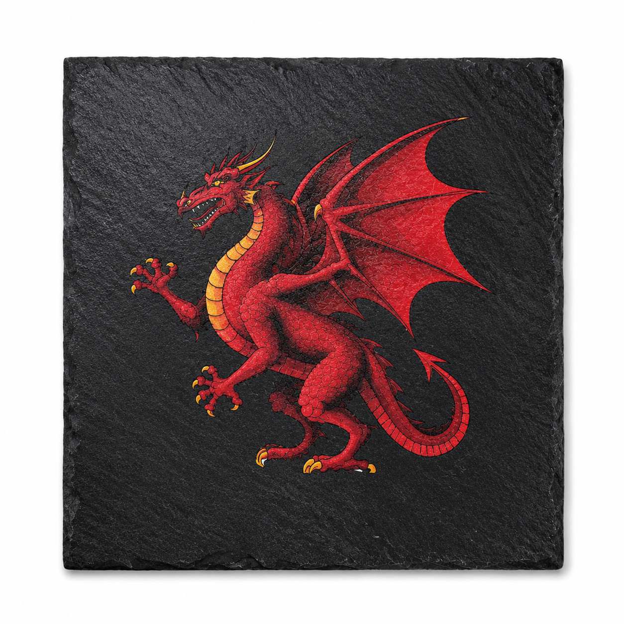 Red Dragon Small Square Slate Coaster