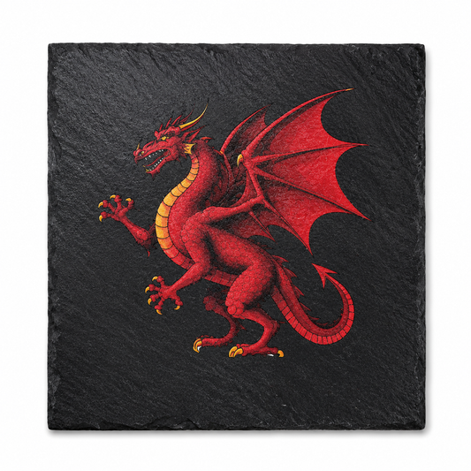 Red Dragon Small Square Slate Coaster
