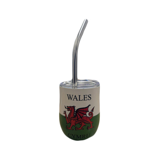 Wales Flag Mini Shot Glass Curve w/Straw