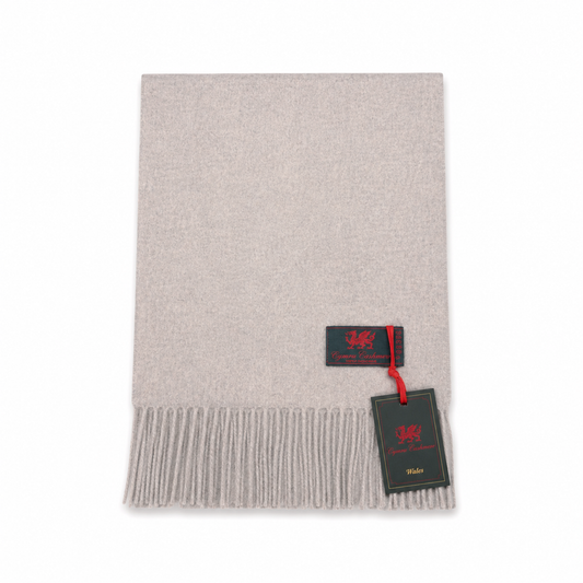 Cymru Cashmere Scarf Plain Oyster Grey
