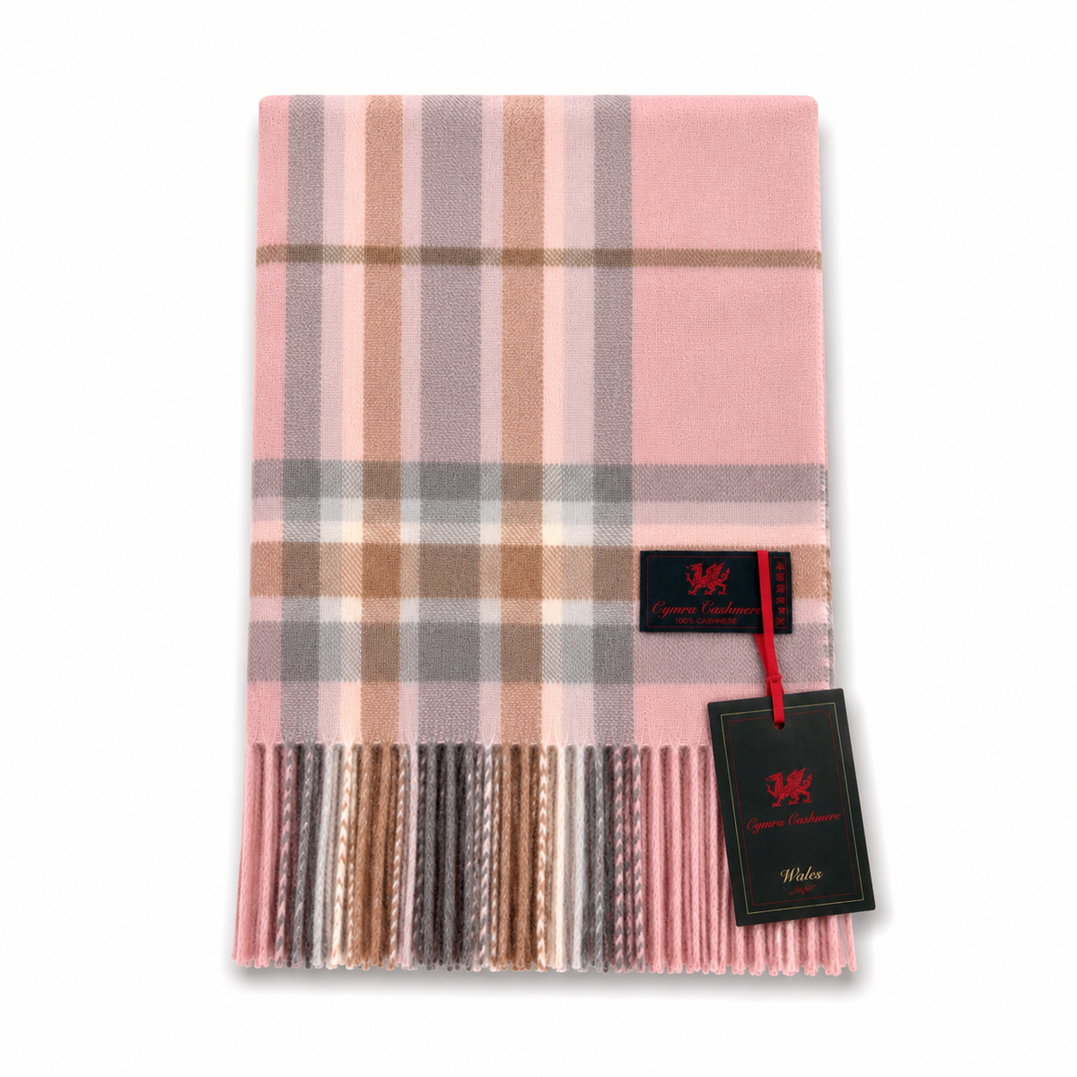 Cymru Cashmere Scarf Marchbrae Tartan Pink