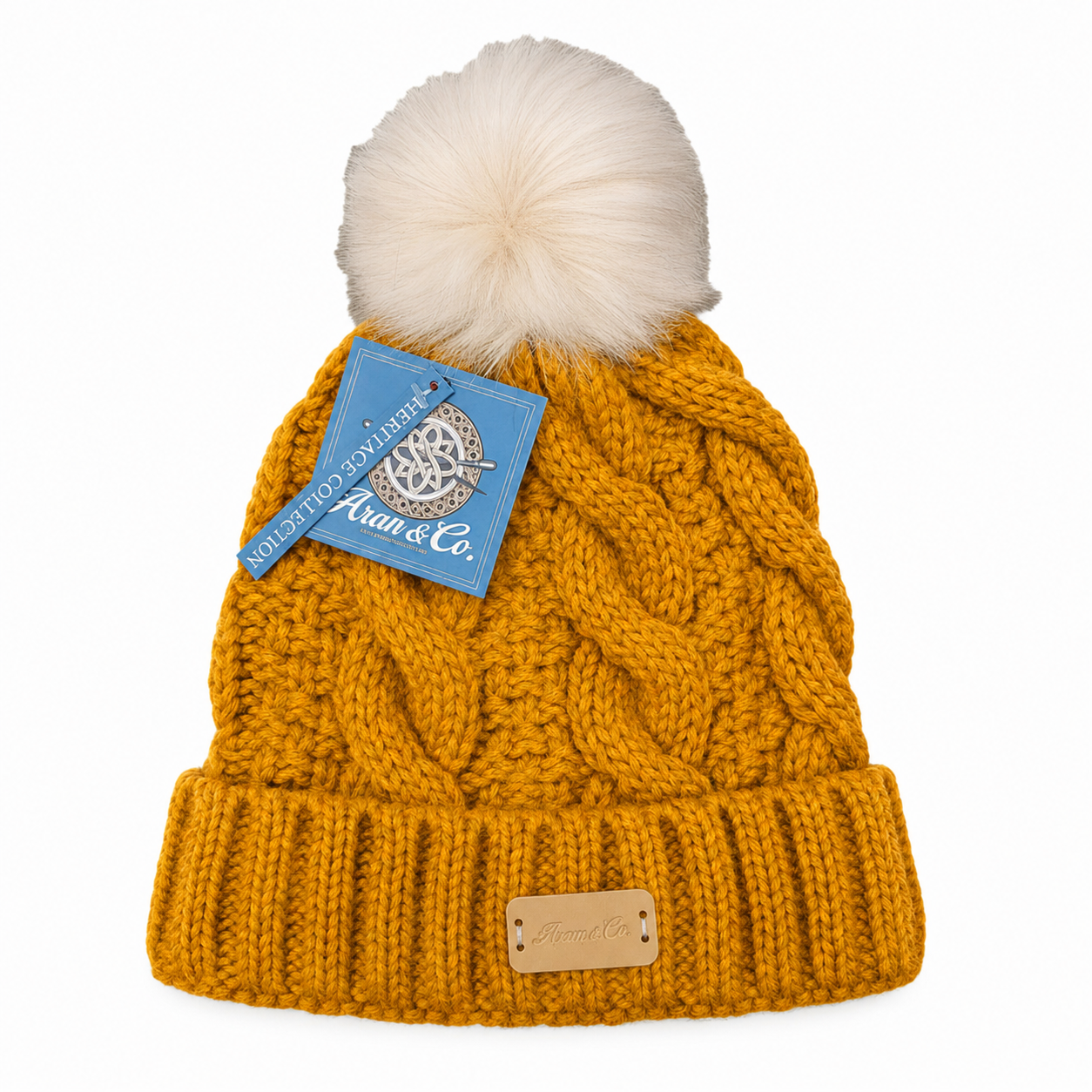 Aran Ladies Pom Pom Hat