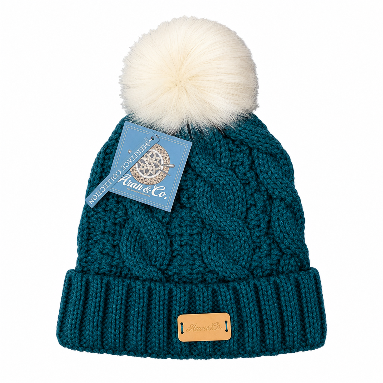 Aran Ladies Pom Pom Hat