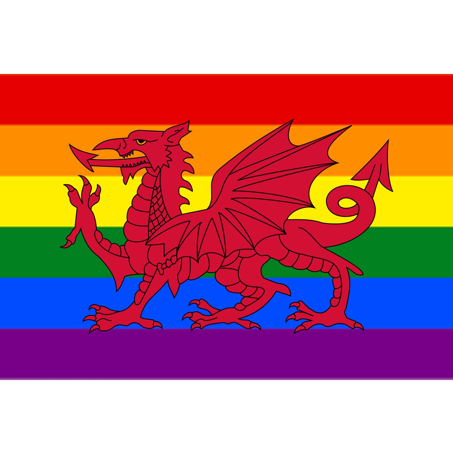 Rainbow Pride Welsh Dragon Flag 5x3