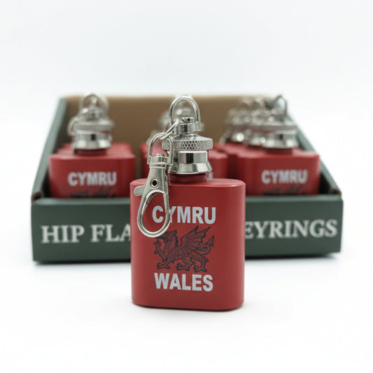 Cymru Wales Hip Flask Keyring 1oz
