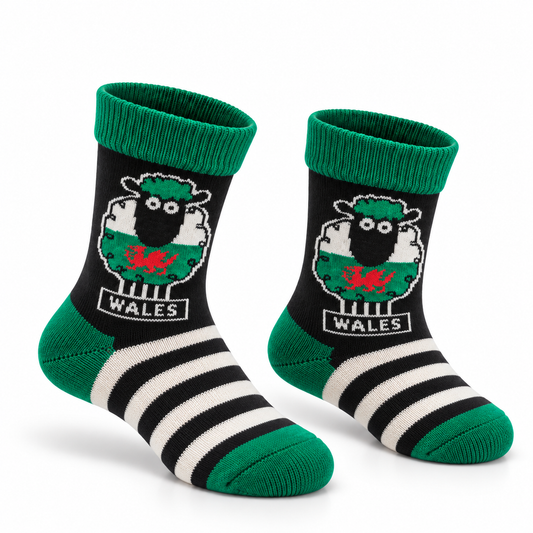Kids Welsh Sheep Black Socks