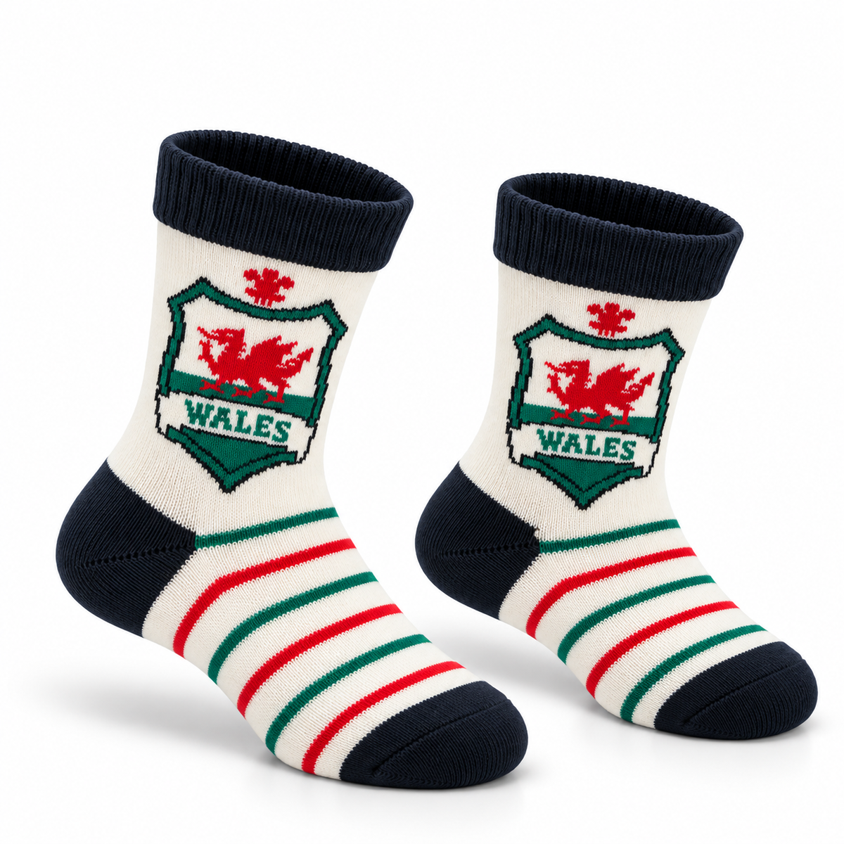 Kids Welsh Shield White Socks