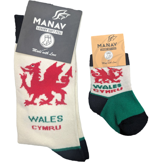 Welsh Dragon White Socks