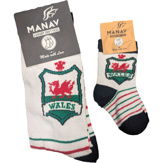 Welsh Shield White Socks